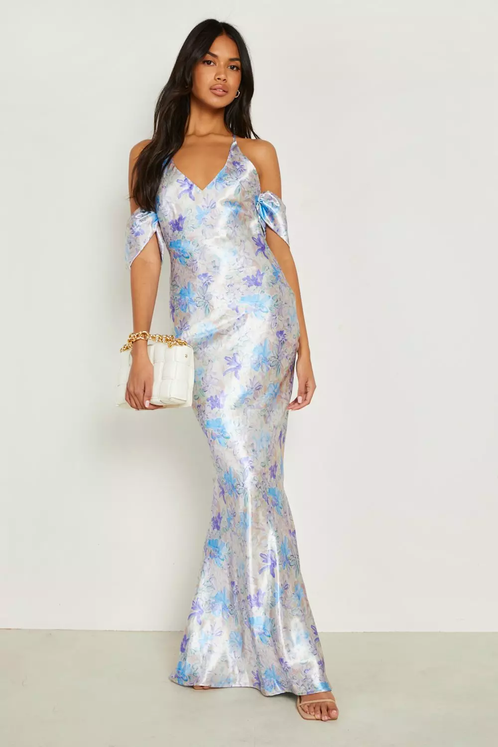 Floral print cold shoulder dress sale