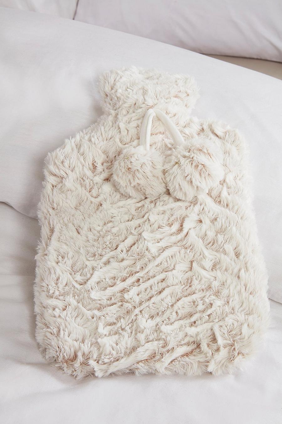 Natural Textured Faux Fur Hot Water Bottle image number 1