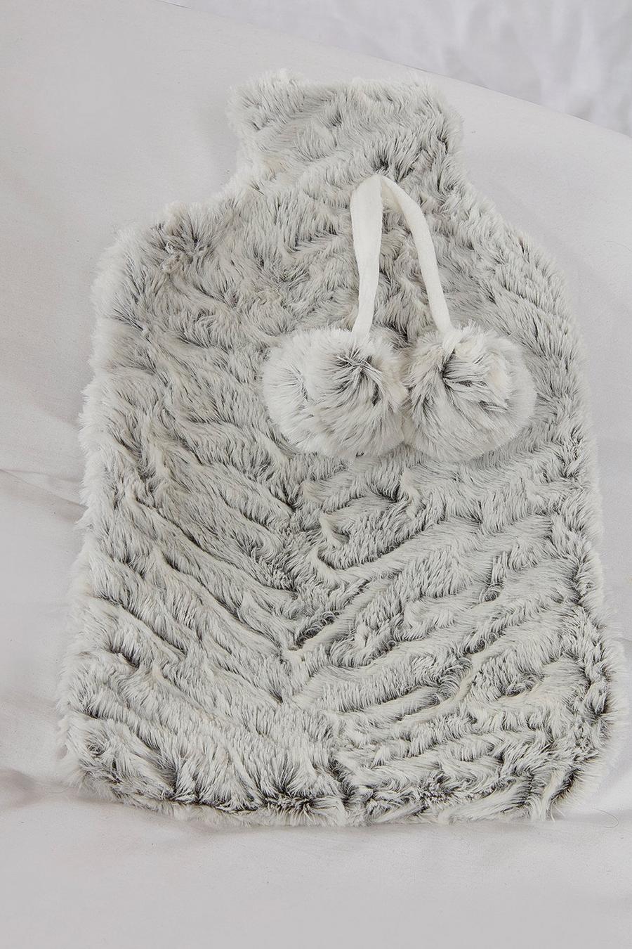 Grey Textured Faux Fur Hot Water Bottle image number 1
