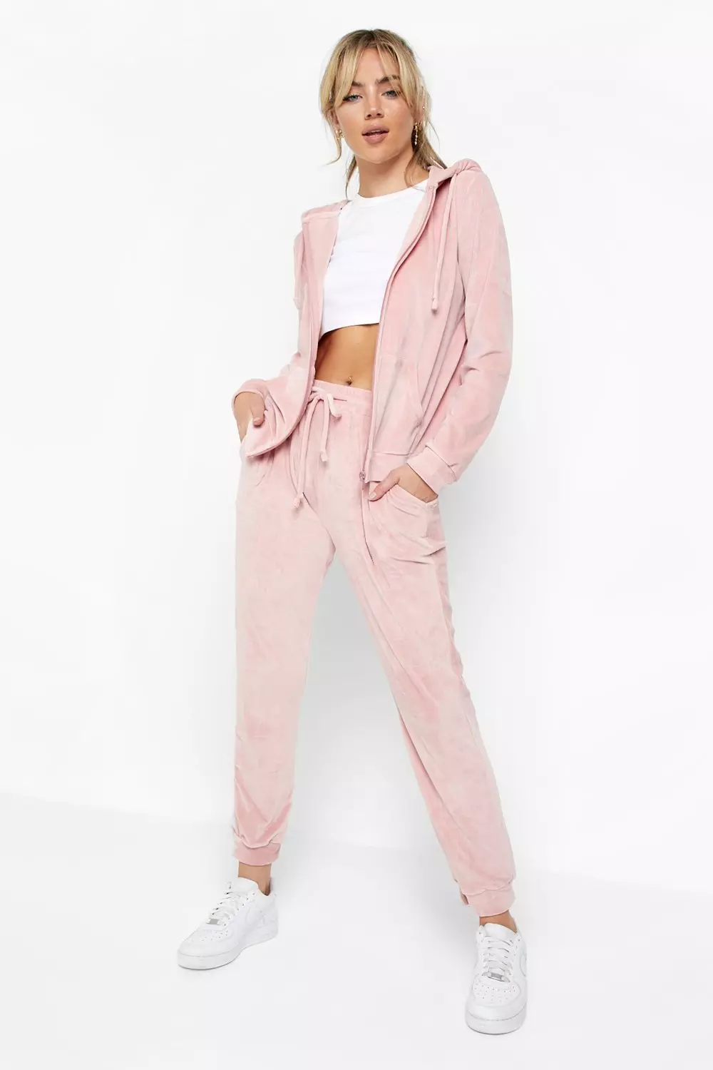 Boohoo velvet tracksuit hot sale