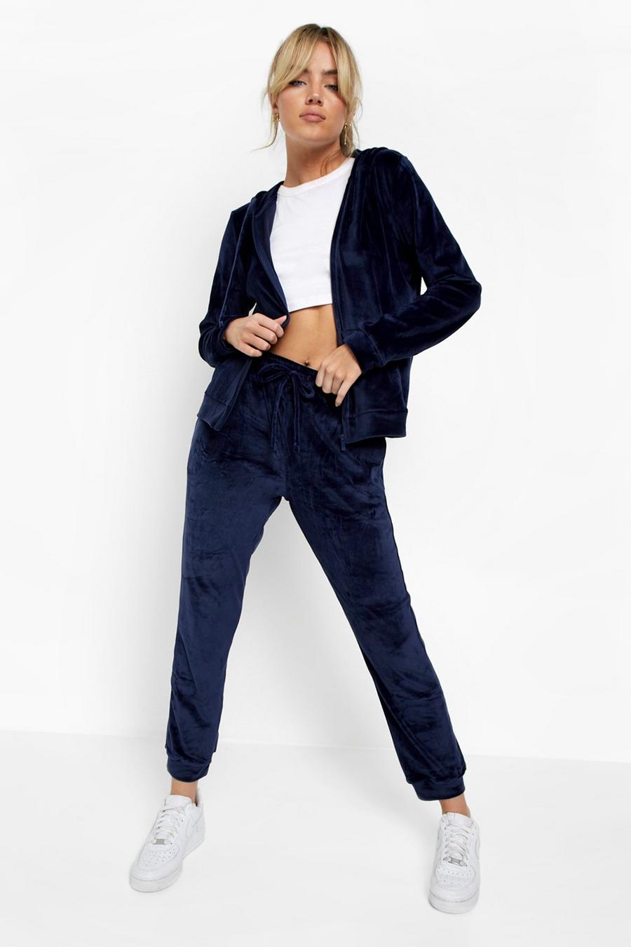Navy Velour Tracksuit image number 1