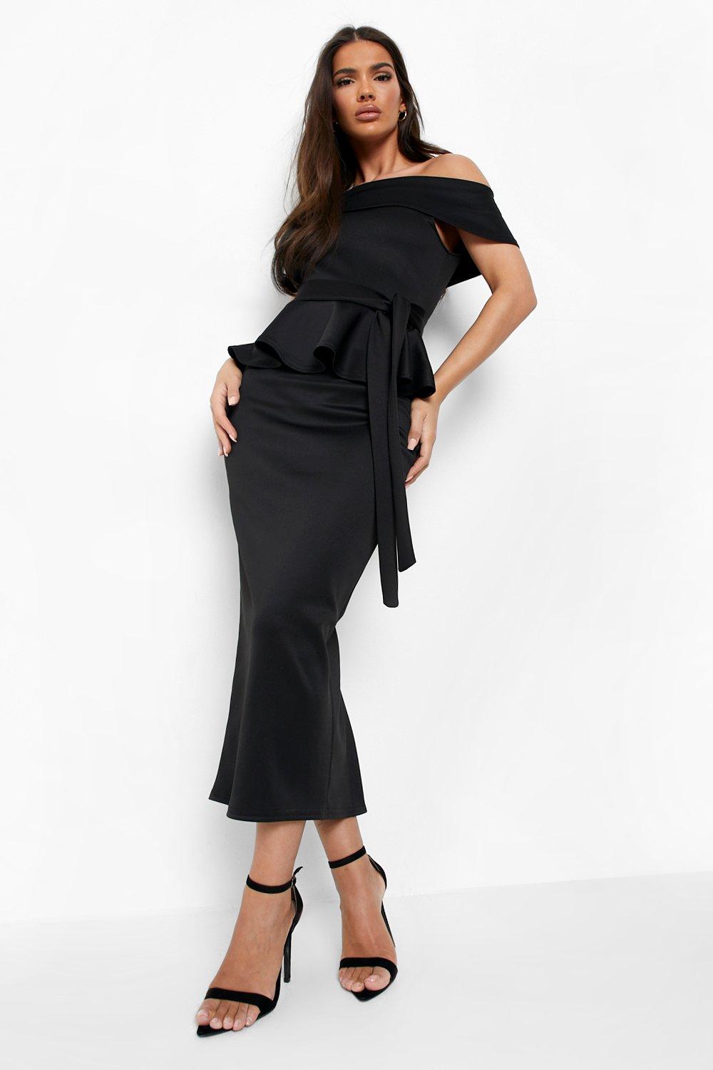 Robe mi longue en peplum boohoo FR