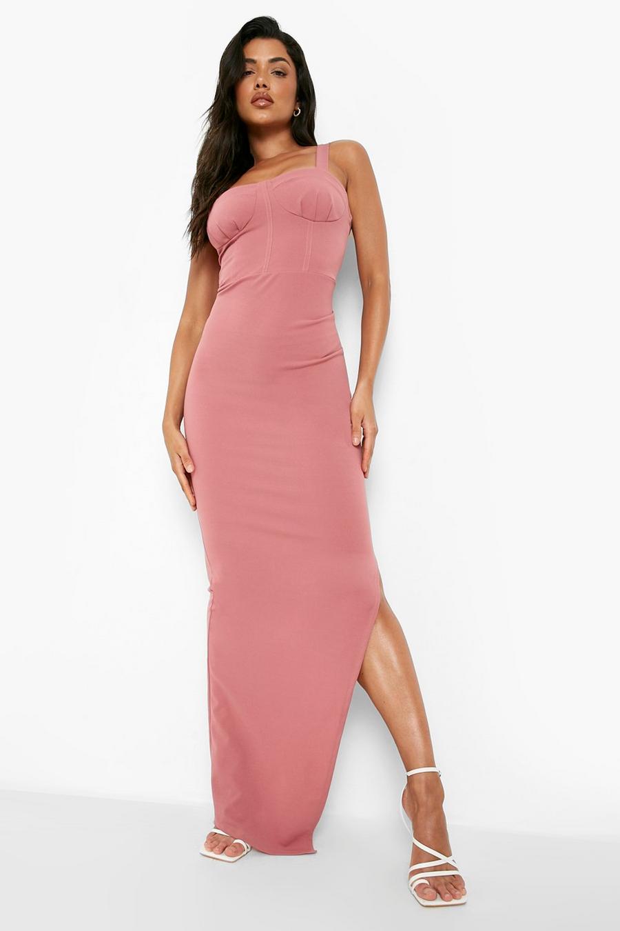 Rose Cupped Pleated Detail Maxi Dress image number 1