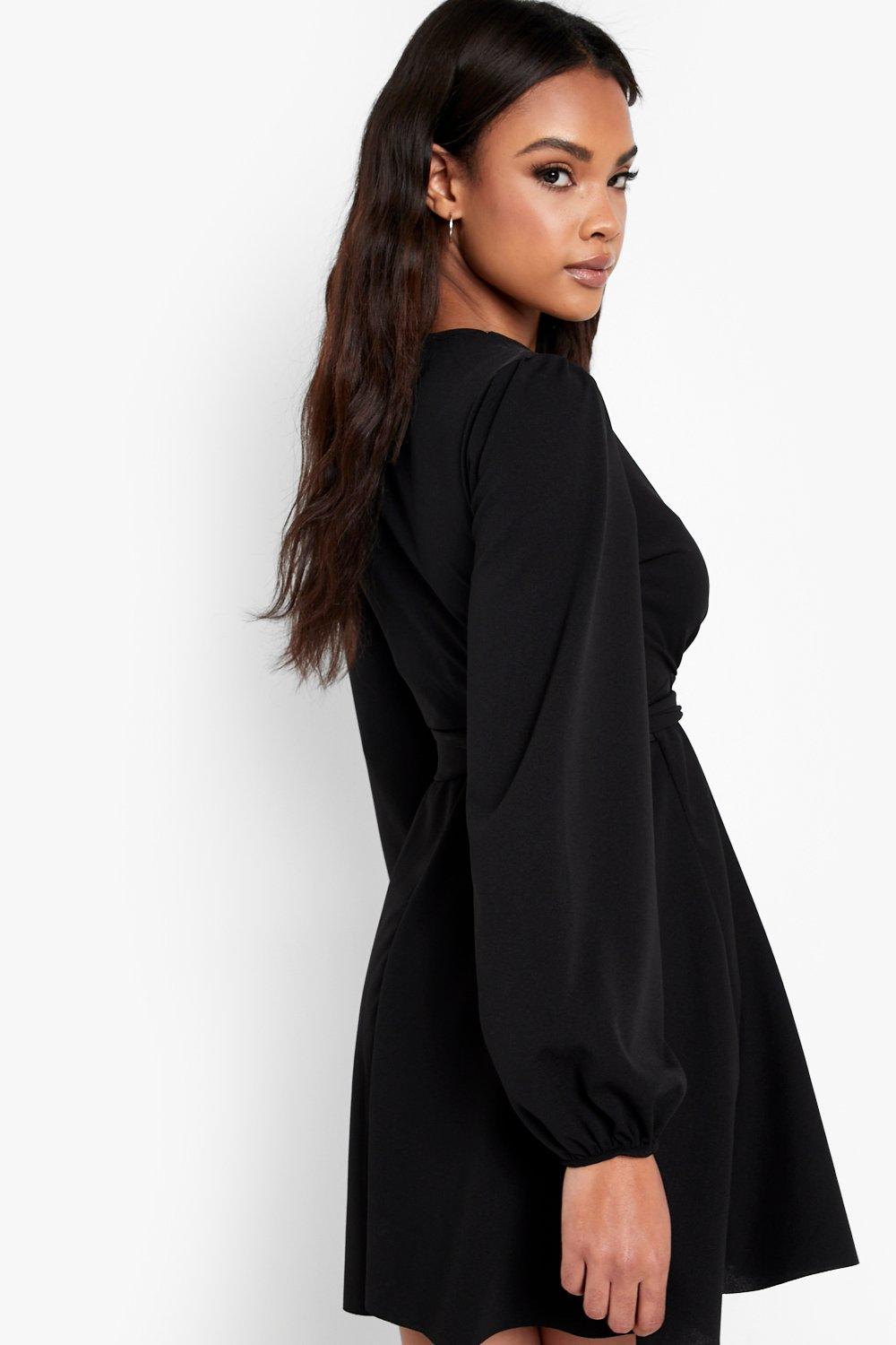 Boohoo black skater store dress