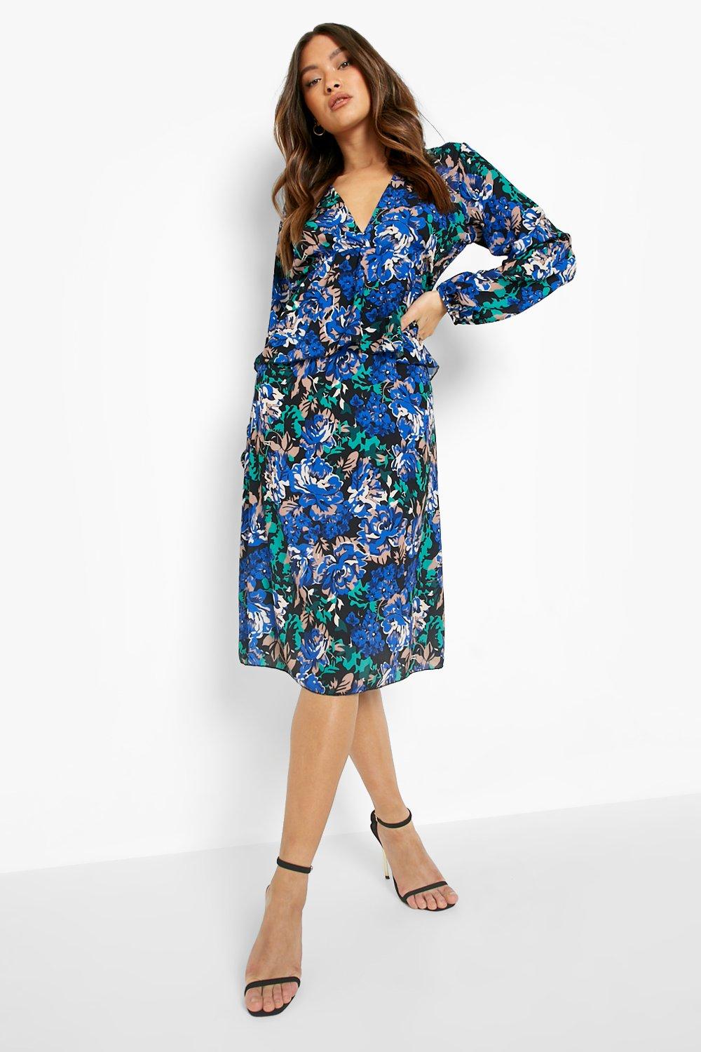 cobalt blue floral dress