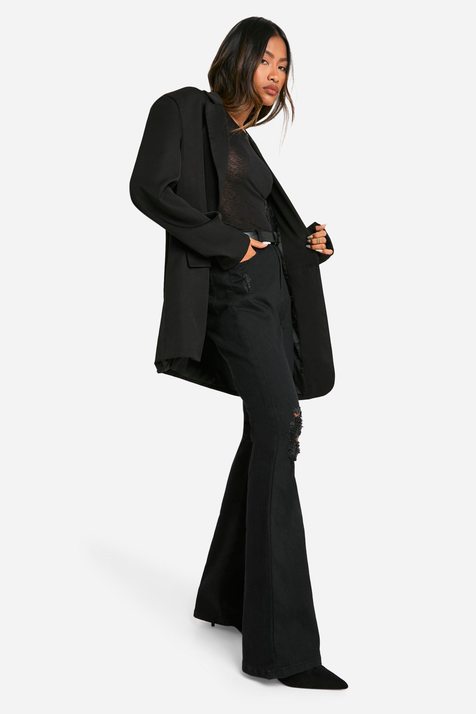 High waisted black hot sale cropped flare jeans