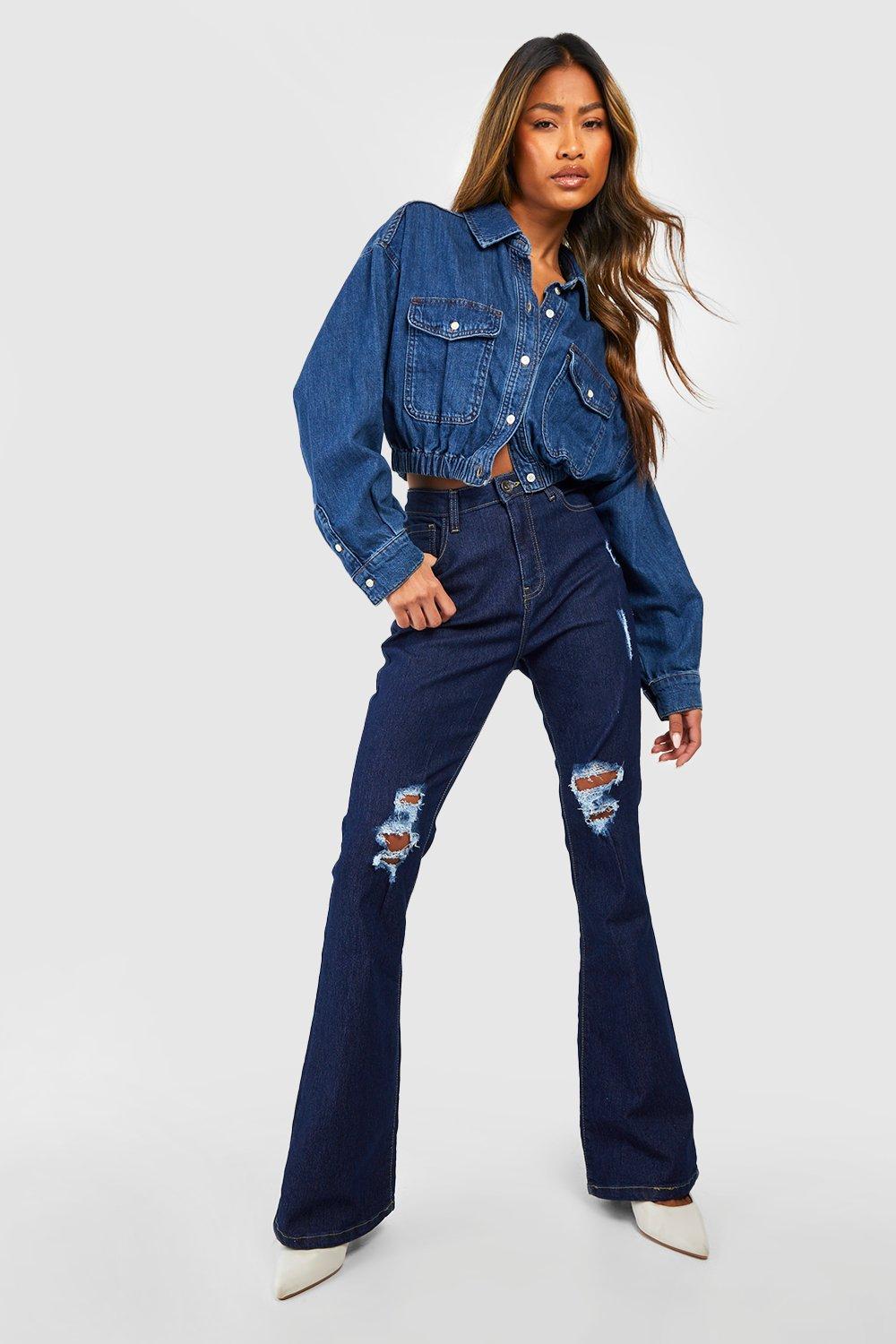 High waisted ripped deals bell bottom jeans