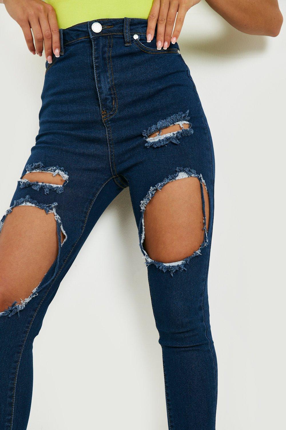 Extremely ripped skinny store jeans