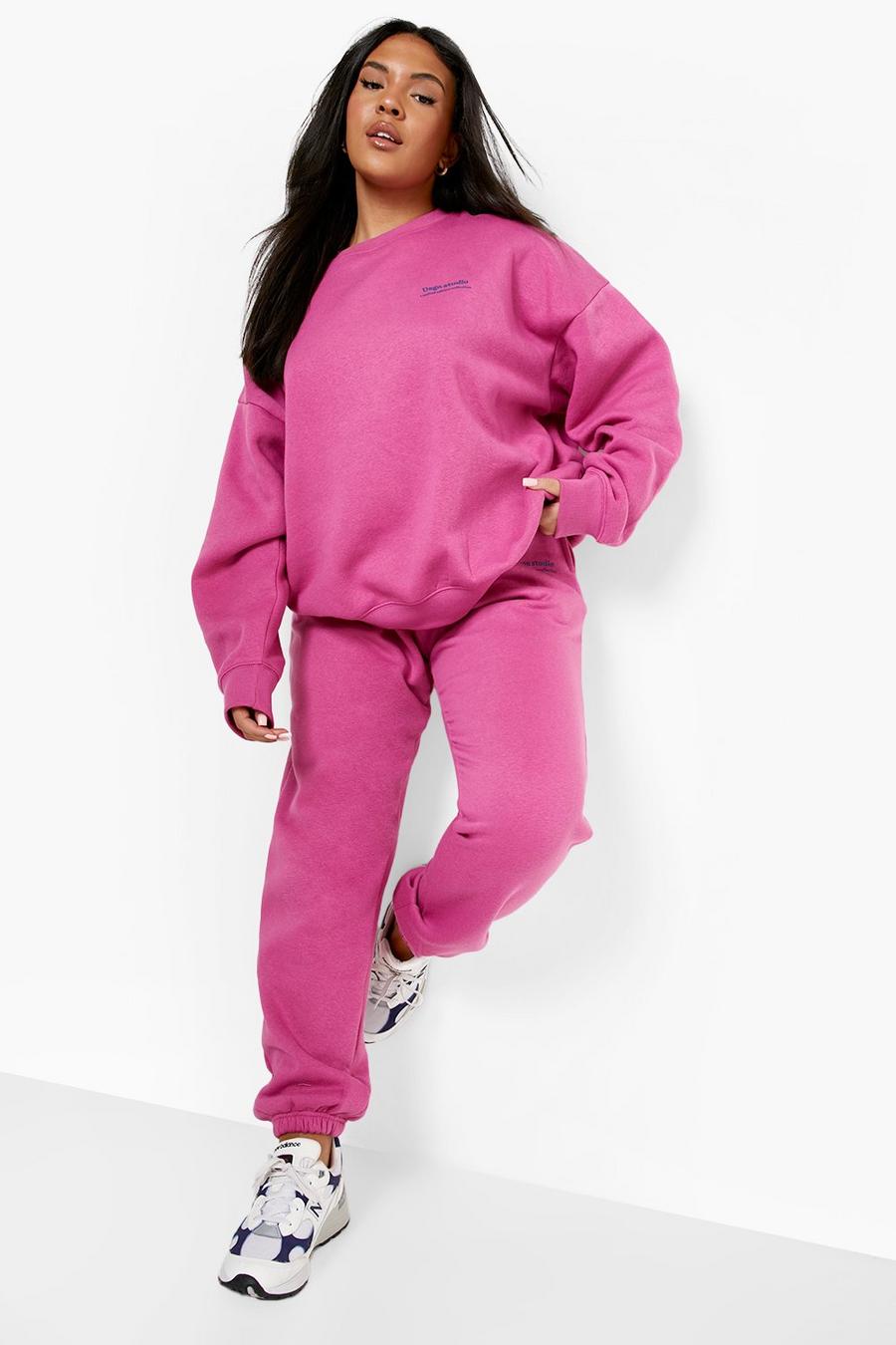 Pink Plus Text Back Print Tracksuit image number 1