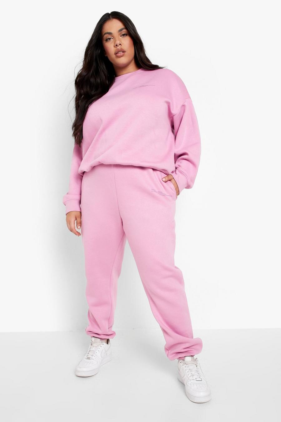 Pink Plus Text Logo Tracksuits image number 1