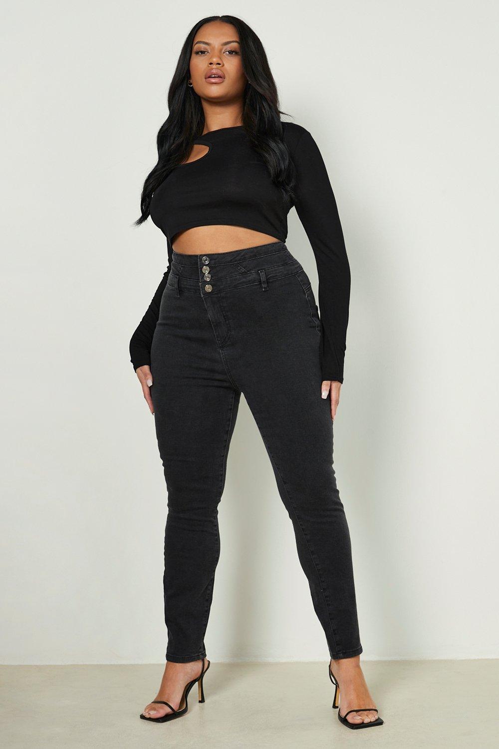 Plus High Waist Lace Up Skinny Jean