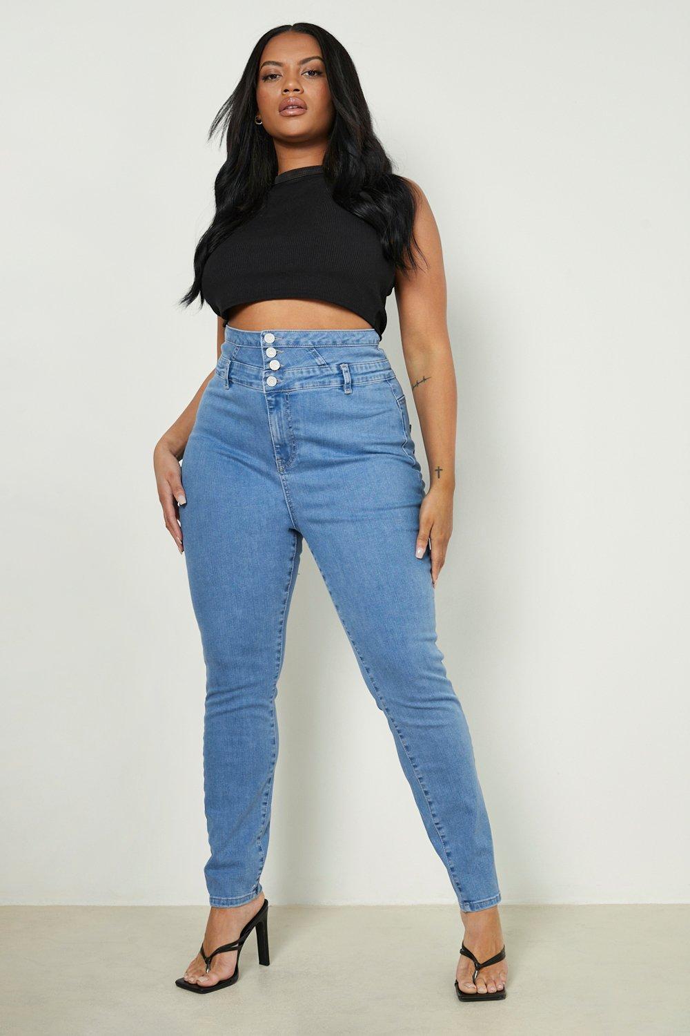 Plus High Waist Lace Up Skinny Jean
