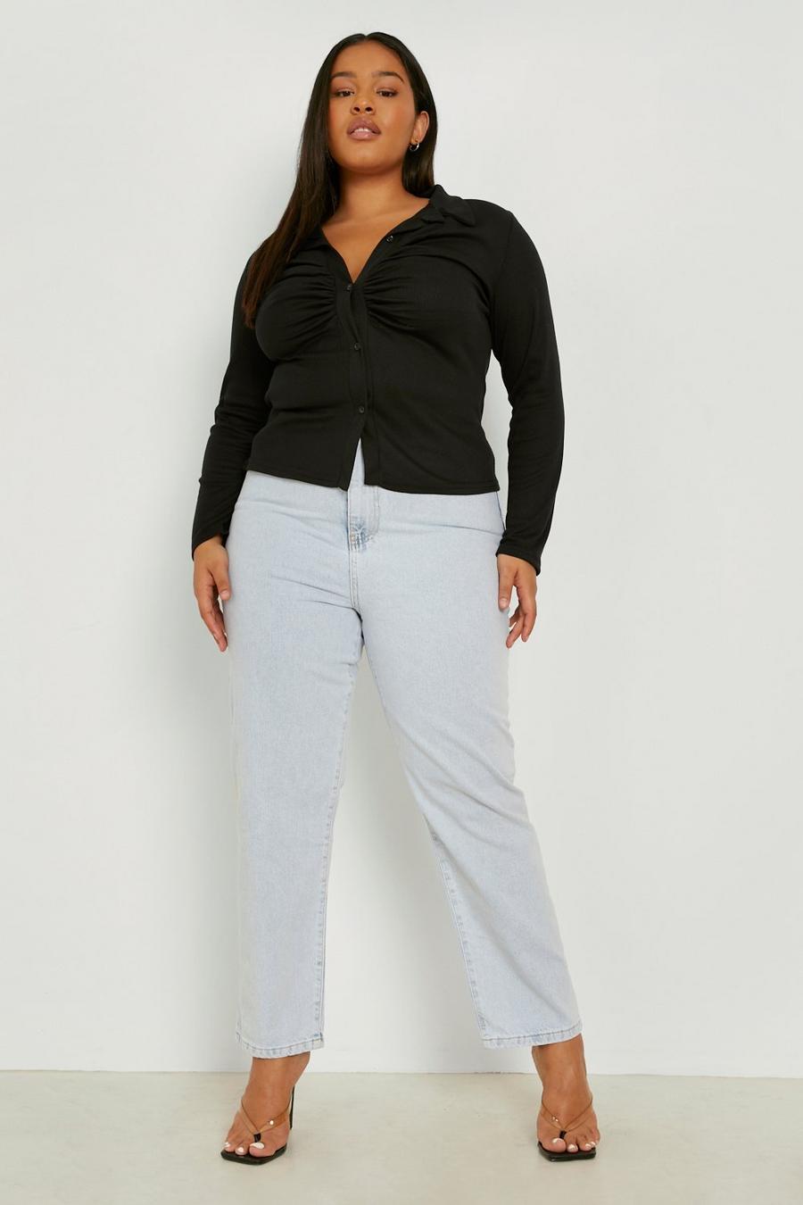Grande taille - Jean court taille haute, Light wash image number 1