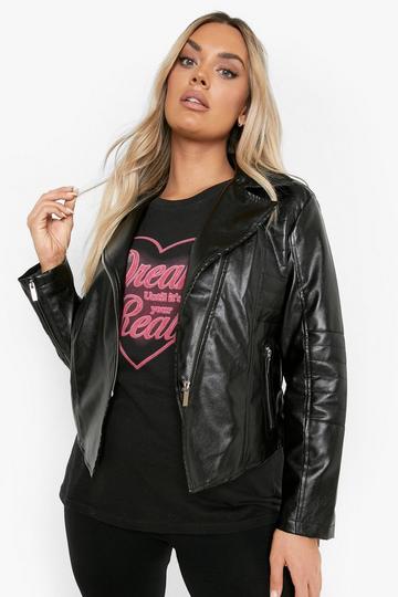 Black Plus Pu Moto Jacket