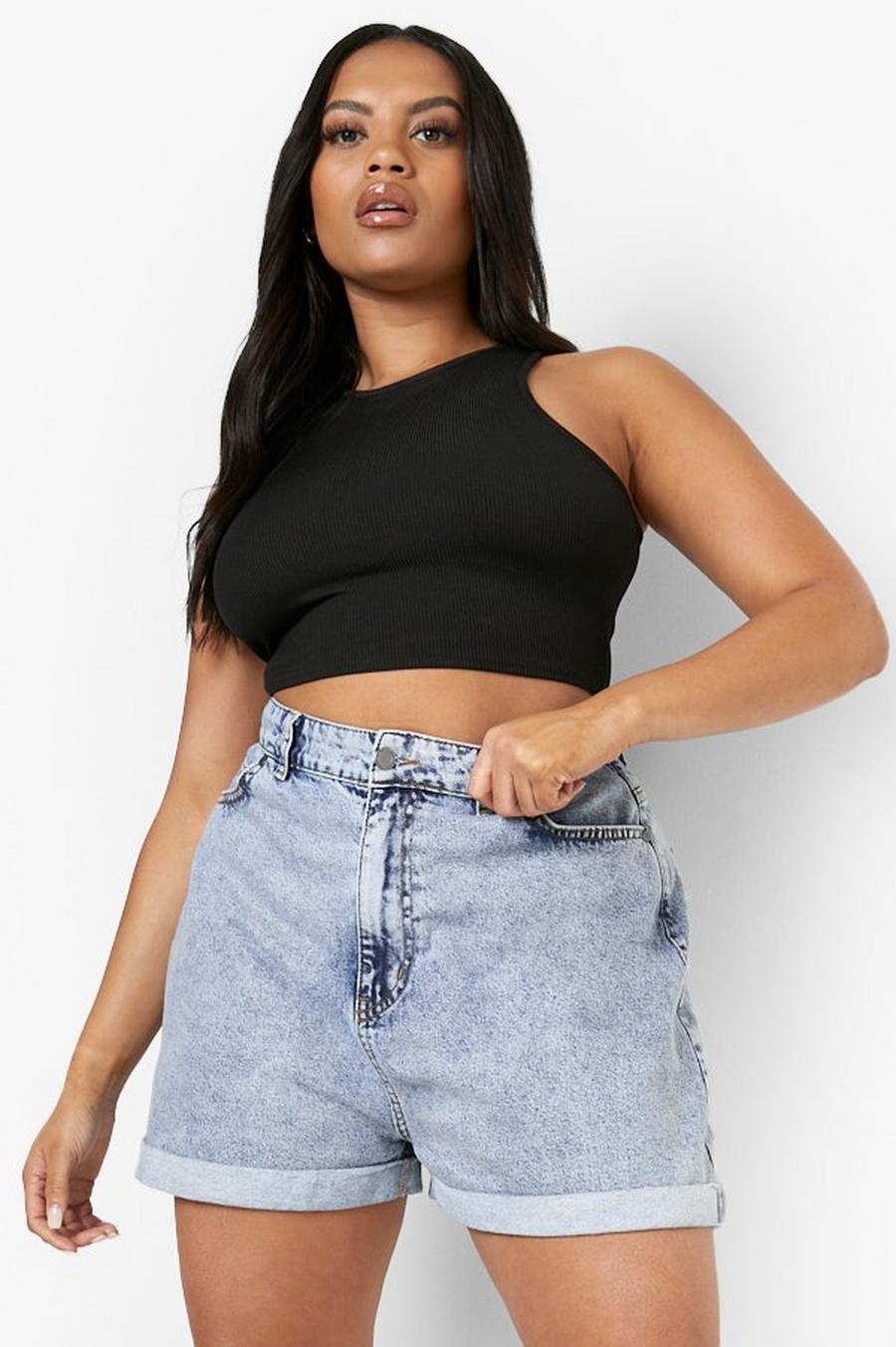 jord acceptabel Lille bitte Plus Washed Slouchy Denim Mom Shorts | boohoo