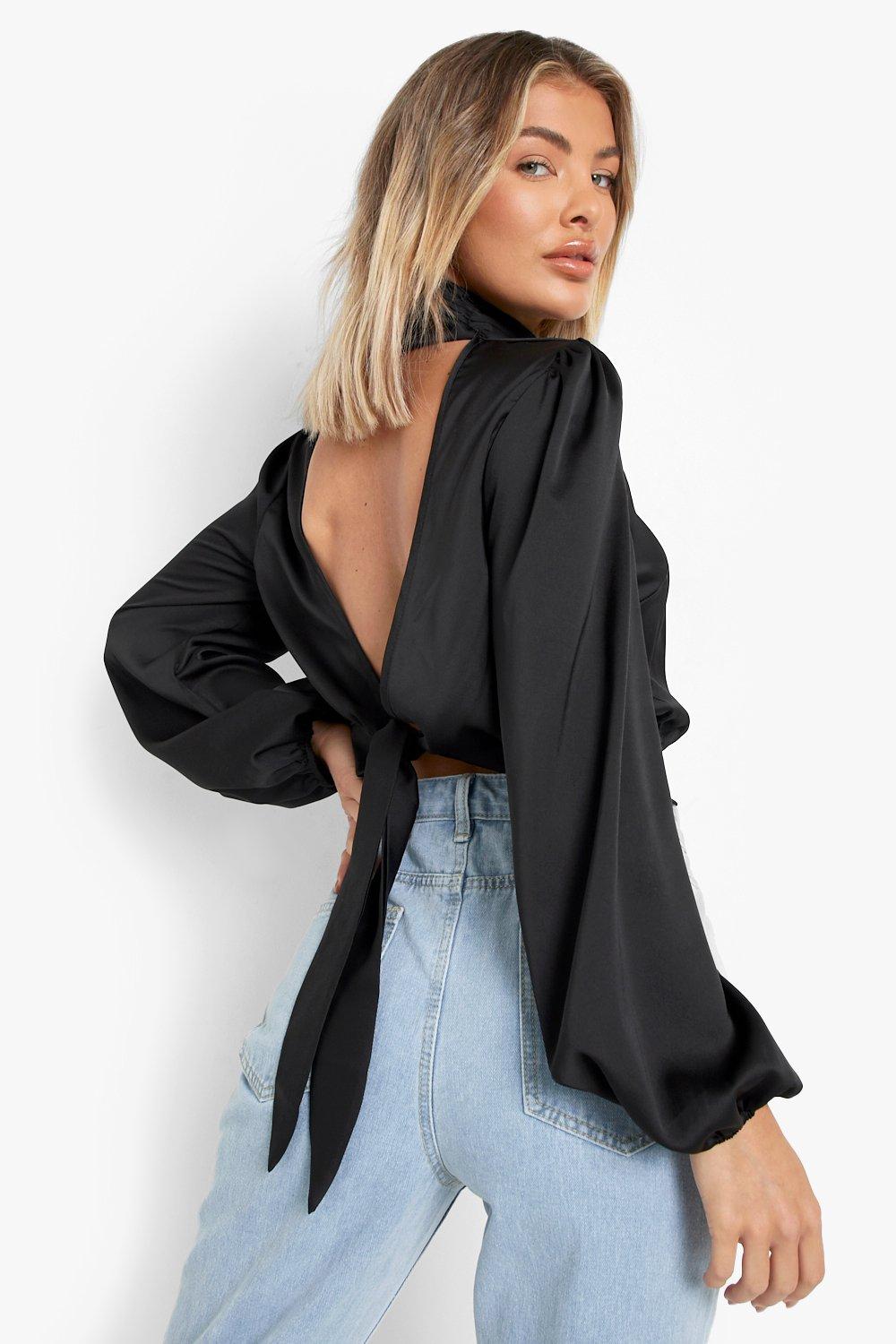 Satin Open Back Blouse