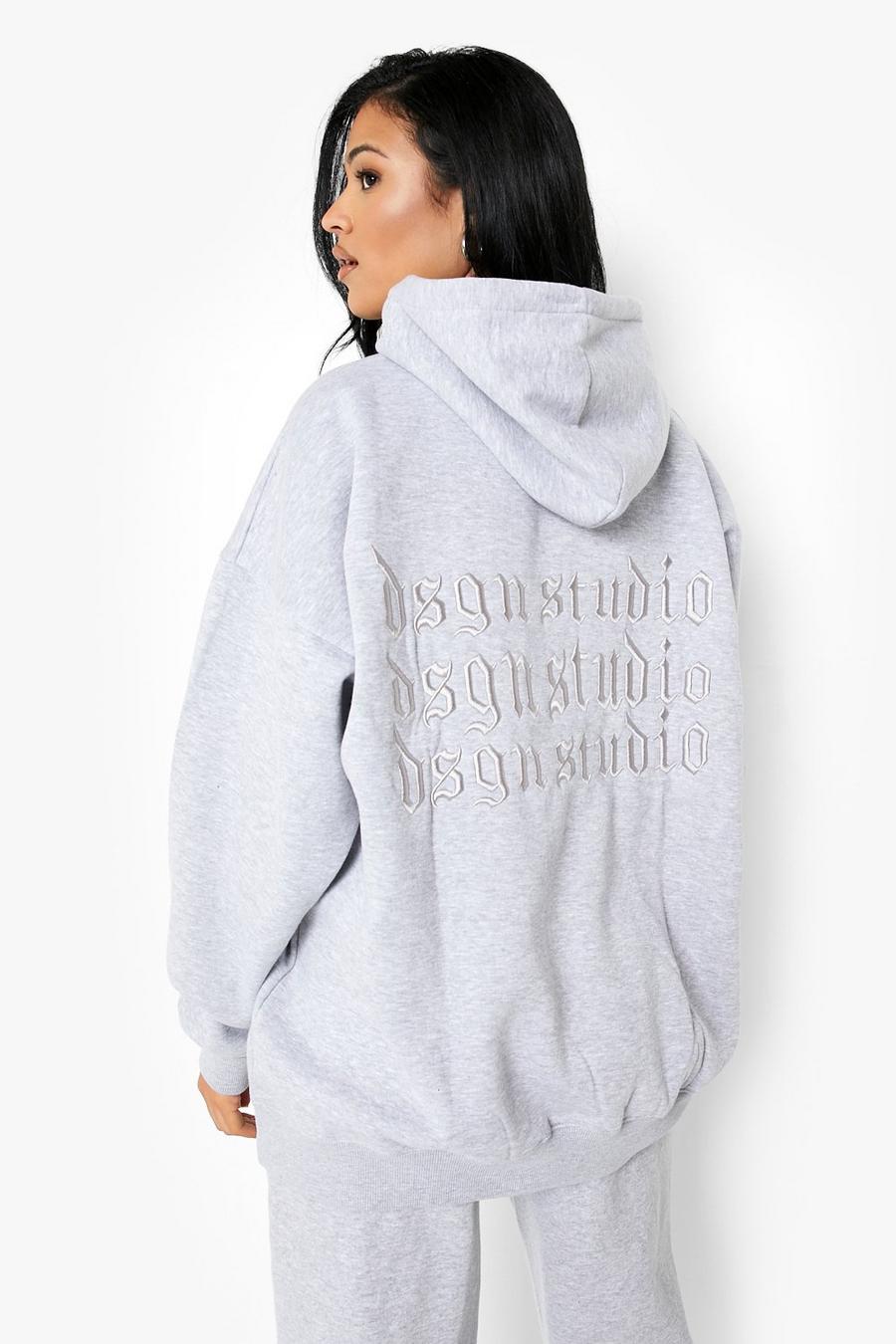 Grey Tall 3d Dsgn Studio Embroidered Hoodie image number 1
