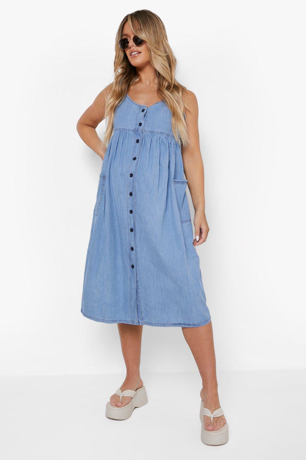 button front chambray dress