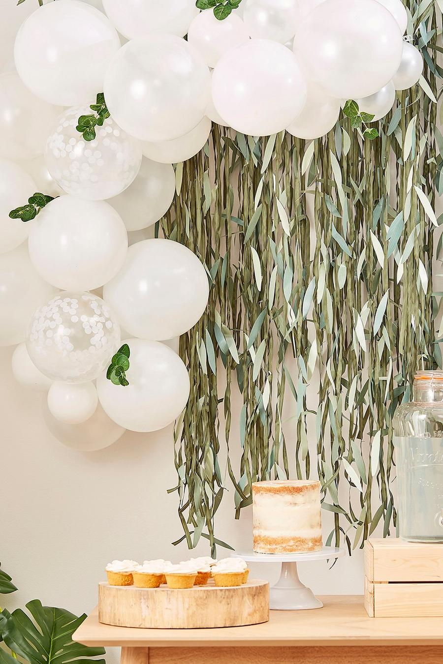 Ginger Ray - Mini arco decorativo con palloncini bianchi e foglie, White blanco