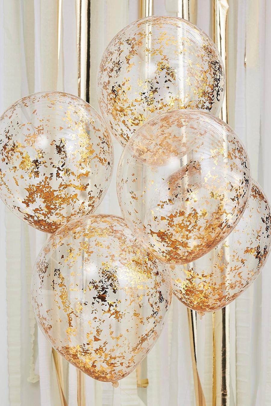 Ginger Ray - Lot de ballons avec confettis, Gold métallique