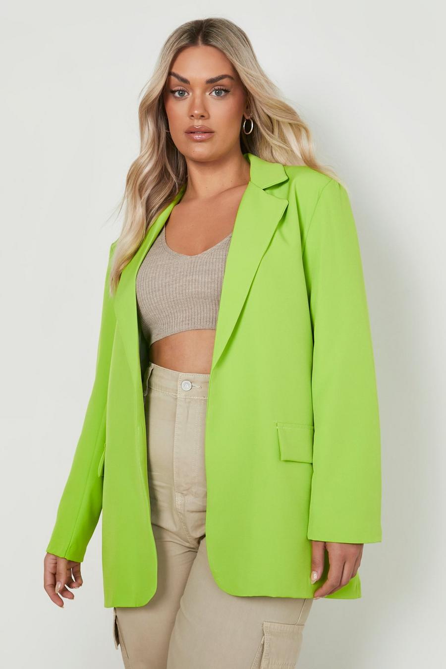 Lime grön Plus Oversized Dad Blazer