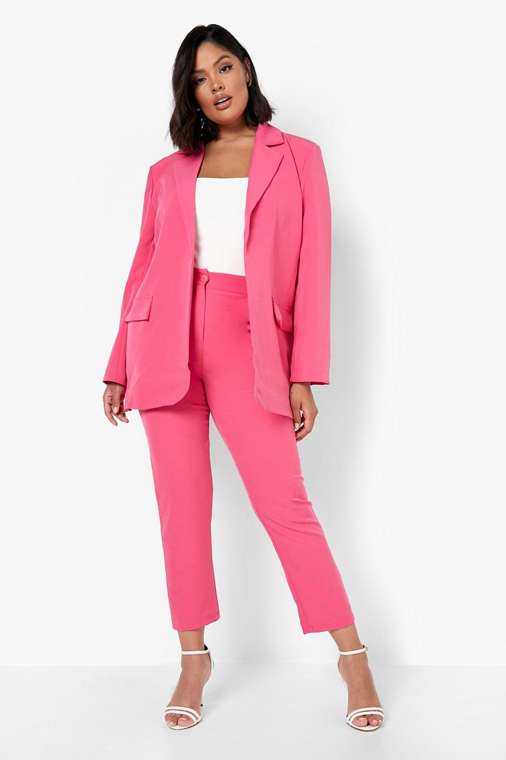 Hot Pink Blazer Trouser Suit for Women, Pink Pantsuit for Women, 3