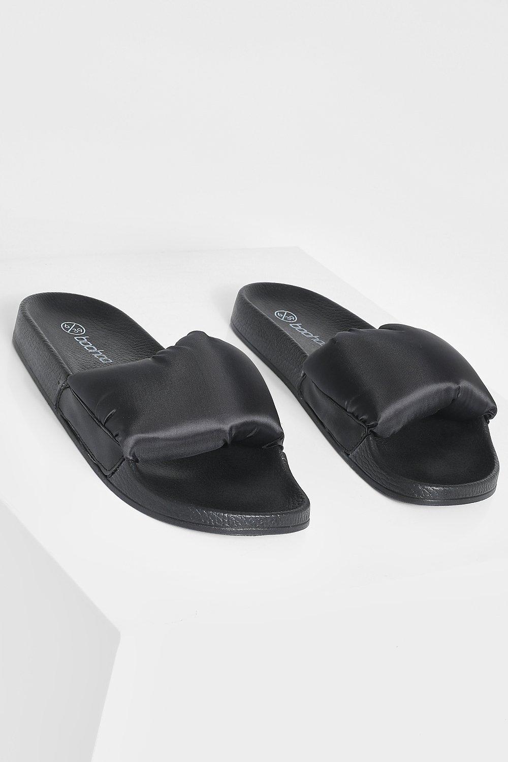 Boohoo Synthetic Padded Nylon Slider in Black Womens Shoes Flats and flat shoes Flat sandals 