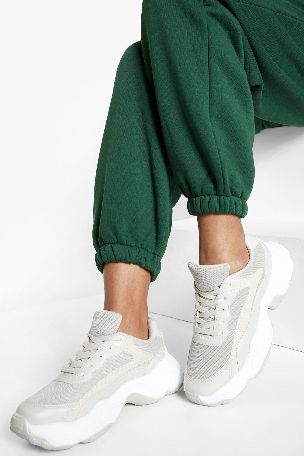 boohoo chunky white trainers