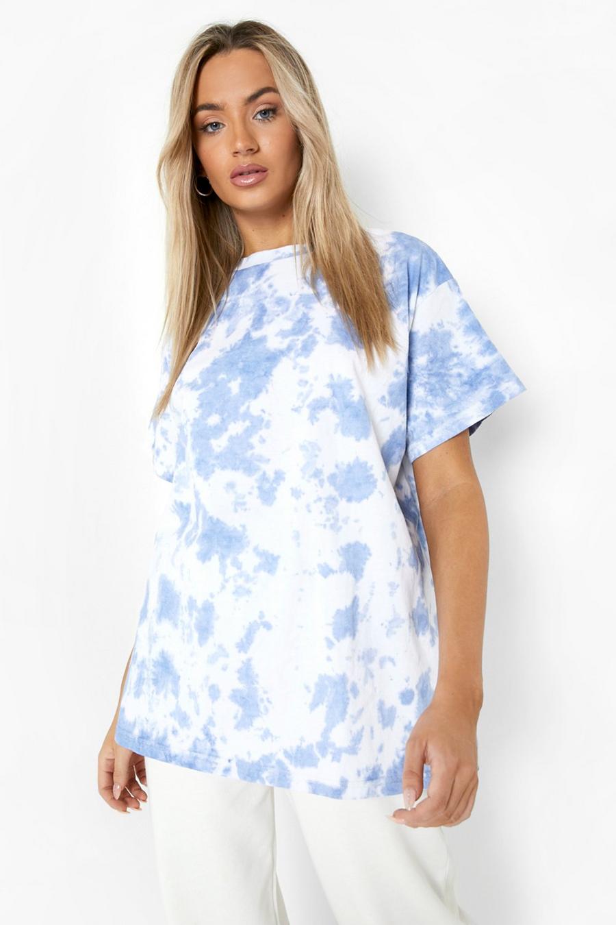 Blue Tie Dye Back Print Oversized T-shirt