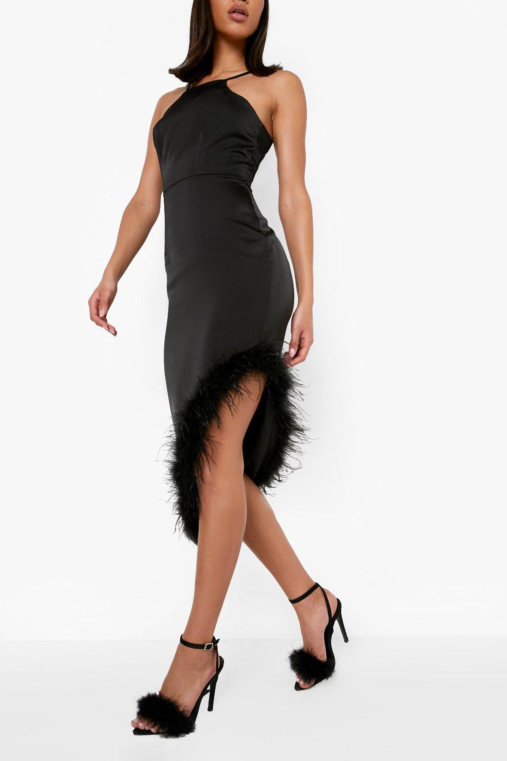 Feather hem midi dress fashion