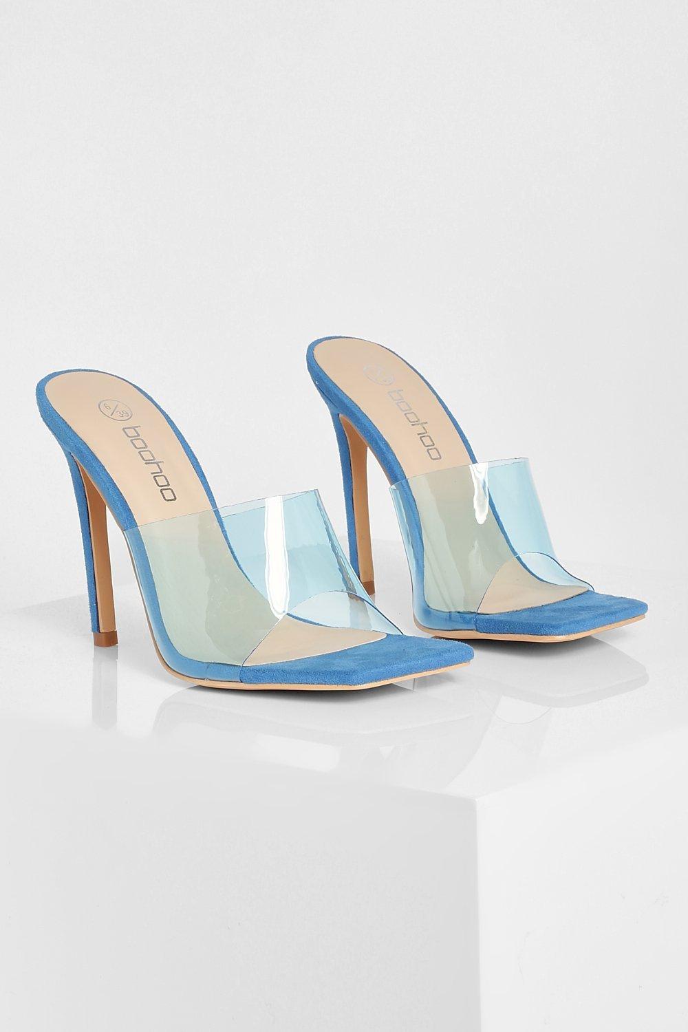 Clear and hot sale blue heels