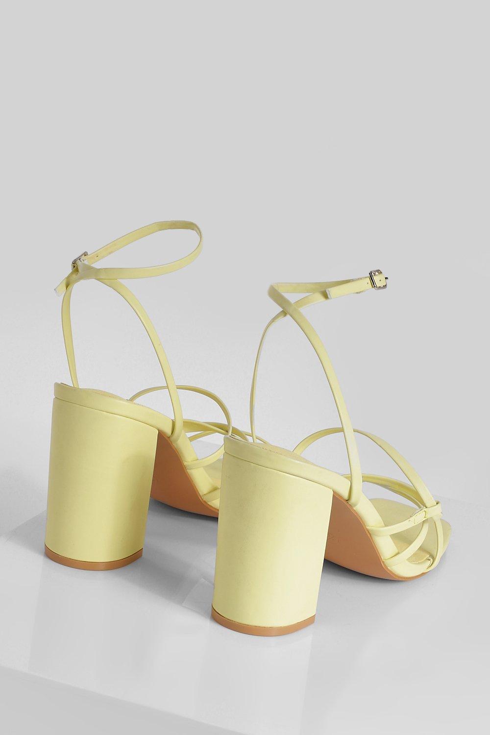 Yellow strappy hot sale block heels