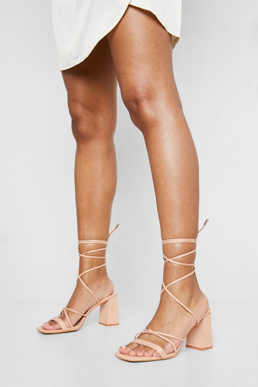 Nude Wide Fit Wrap Up Square Toe Heel image number 1