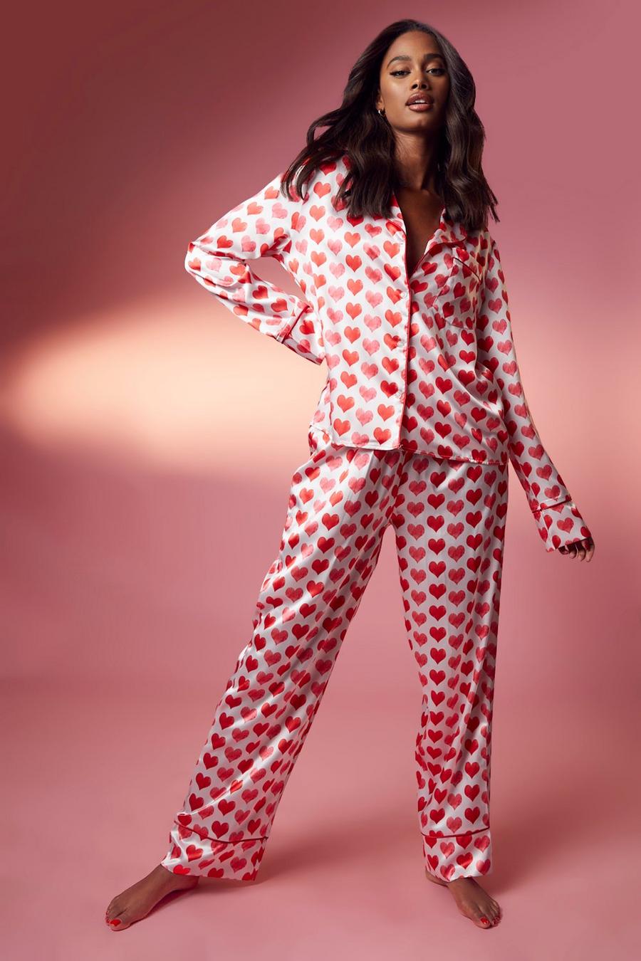Valentinstags Satin Pyjama-Set, Pink image number 1