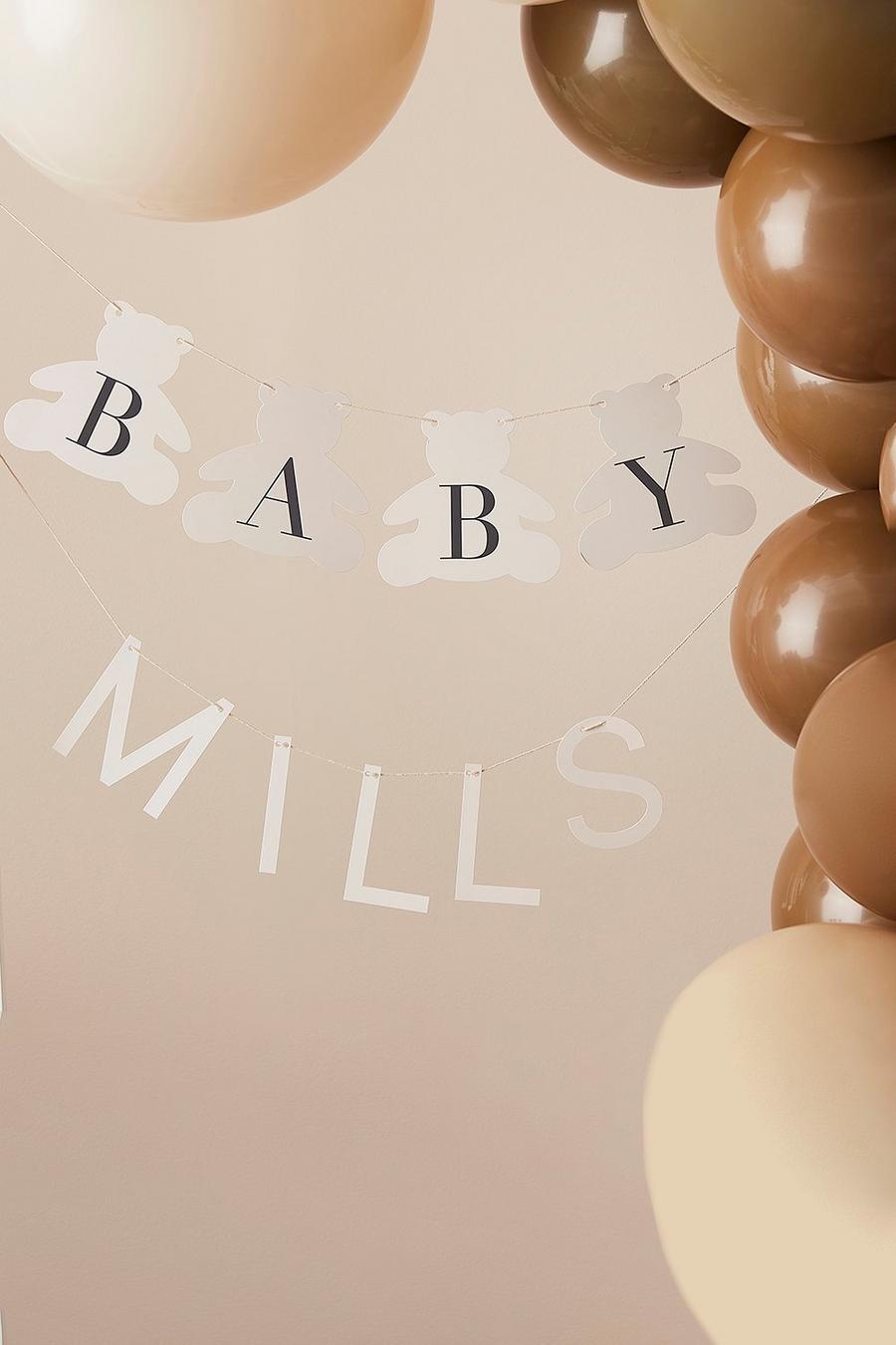 Neutral Ginger Ray Customisable Baby Name Bear Bunting image number 1