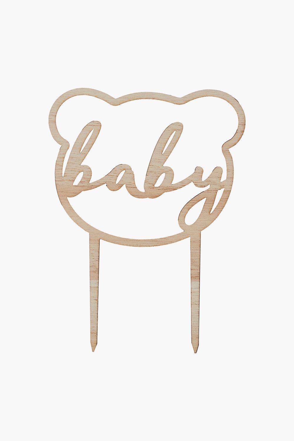 Wooden Cake Topper, Baby Bear Shaped