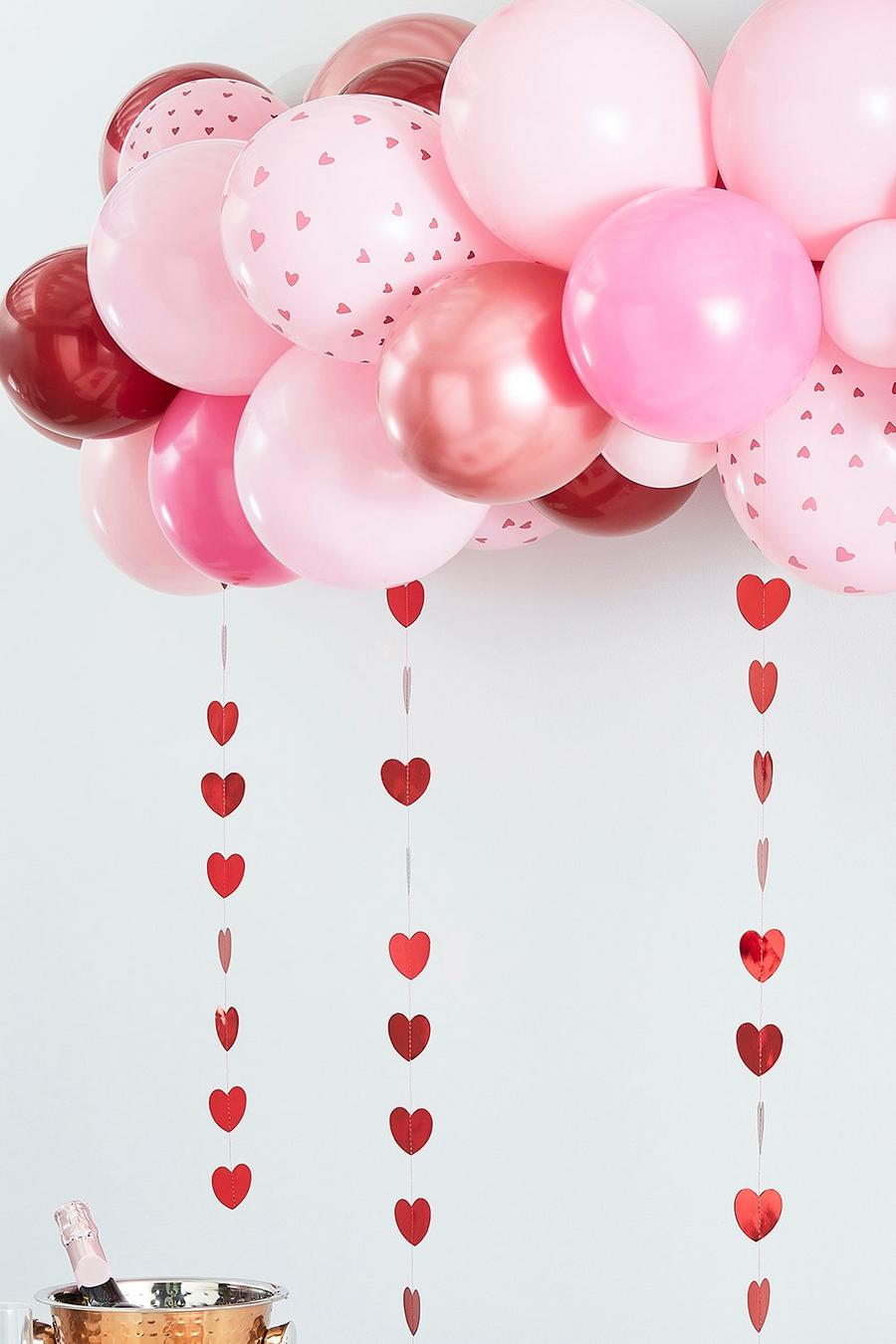 Multi Ginger Ray Valentines Balloon Arch With Hanging Hearts  image number 1