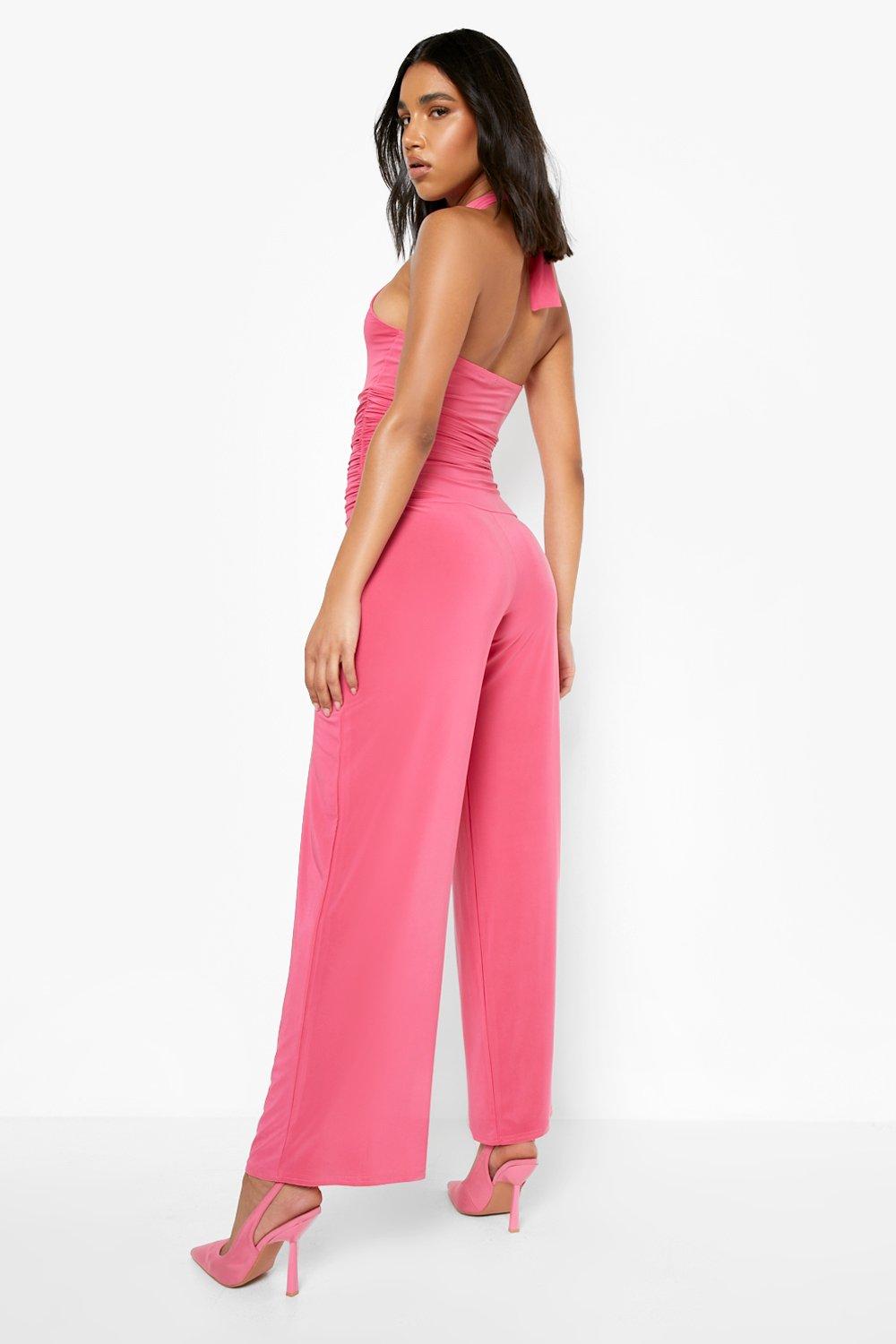 Tailored High Neck Shaped Waist Wide Leg Jumpsuit