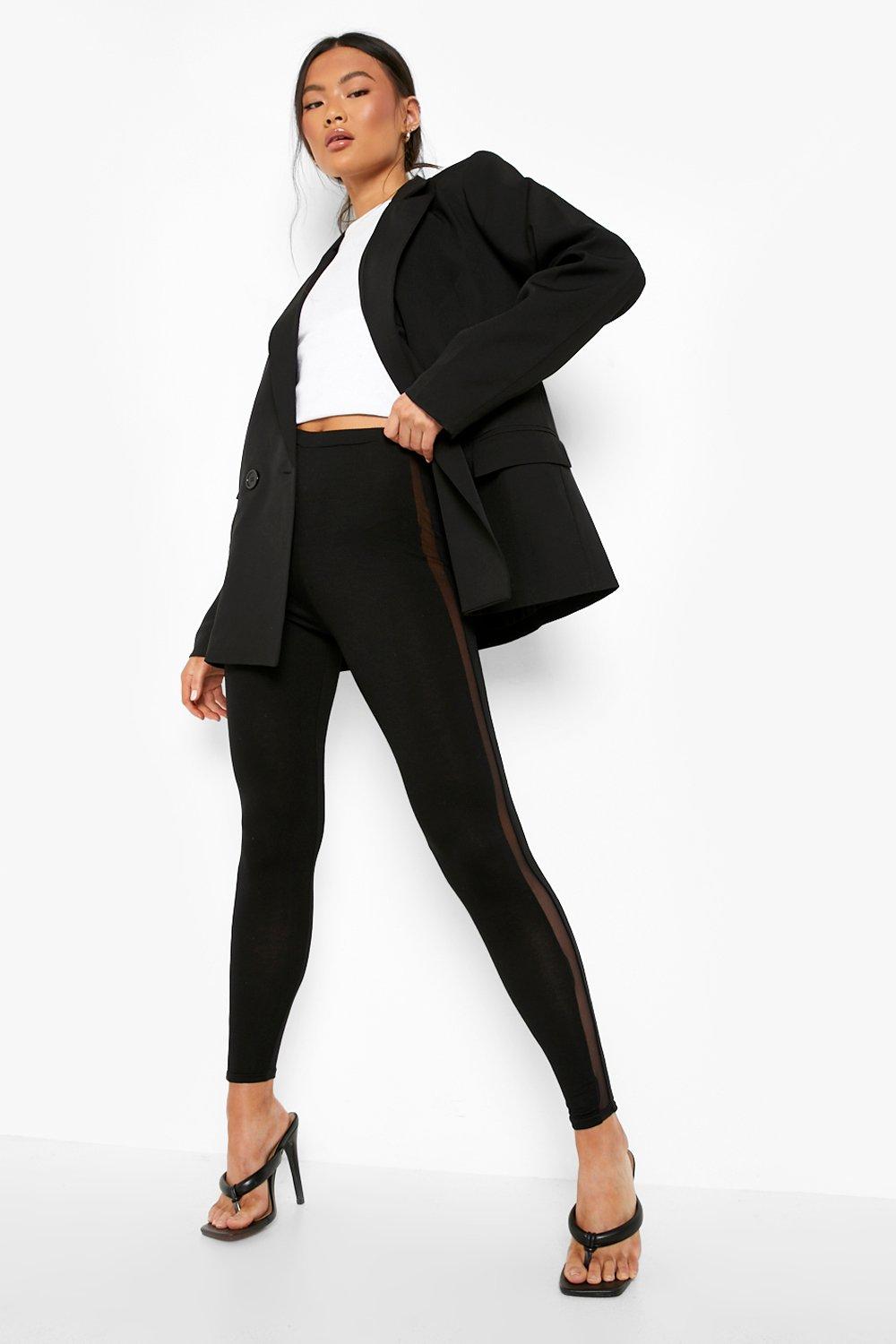 Leggings with mesh side stripe