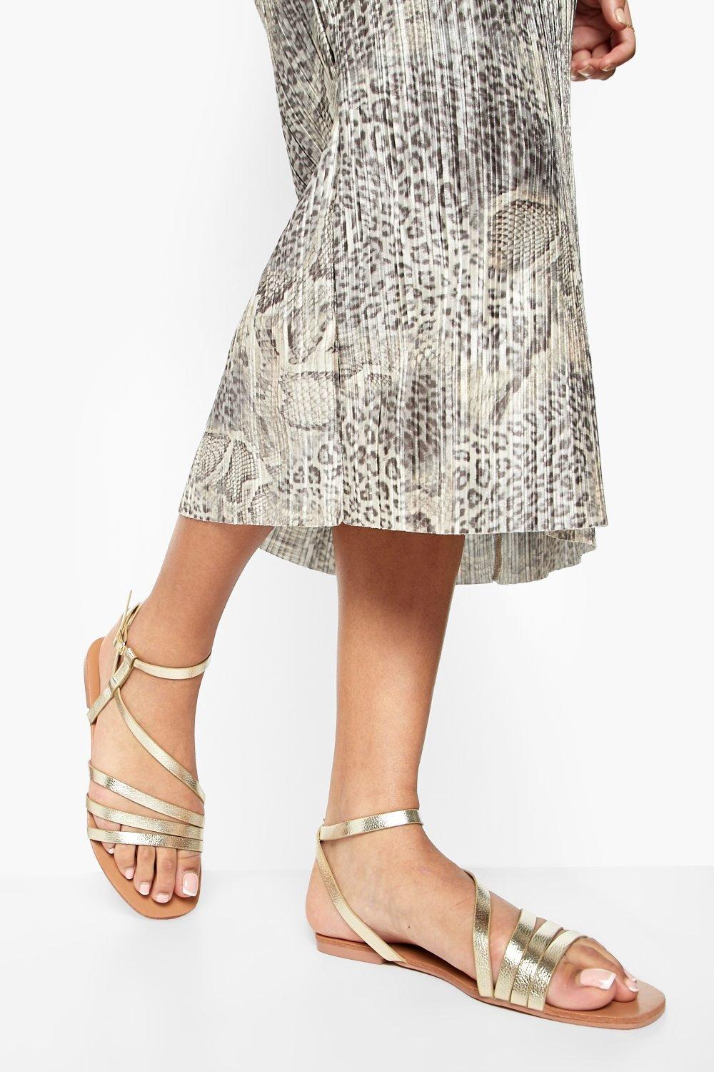 Wide Fit Asymmetric Strappy Sandal | boohoo