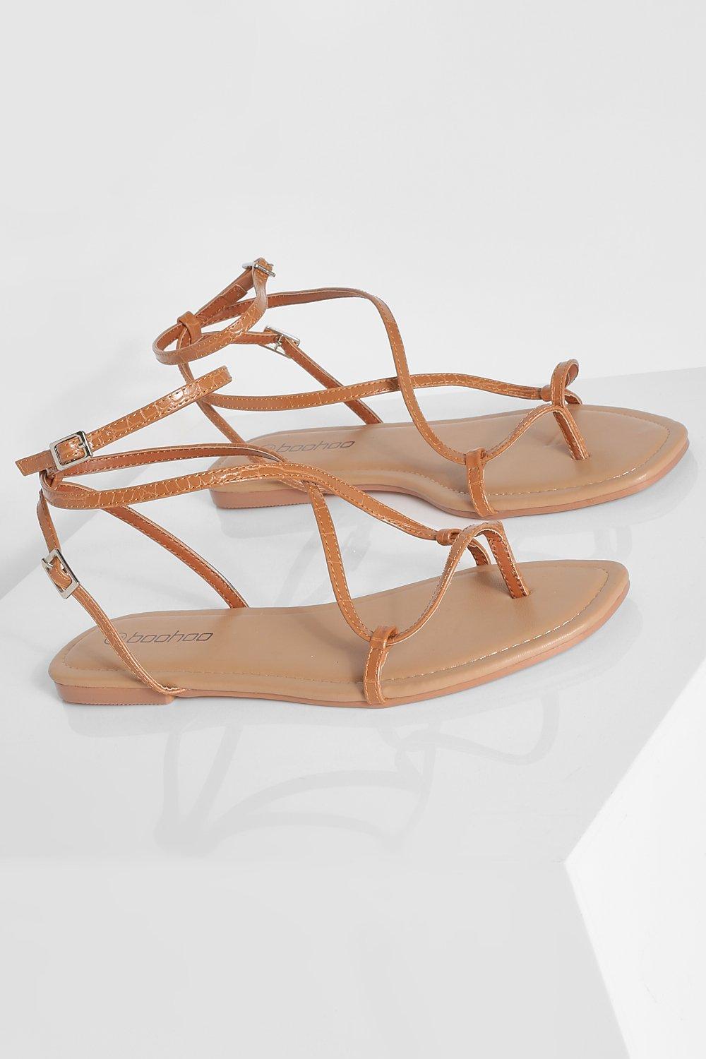 Wide Fit Wrap Around Croc Toe Post Sandals boohoo