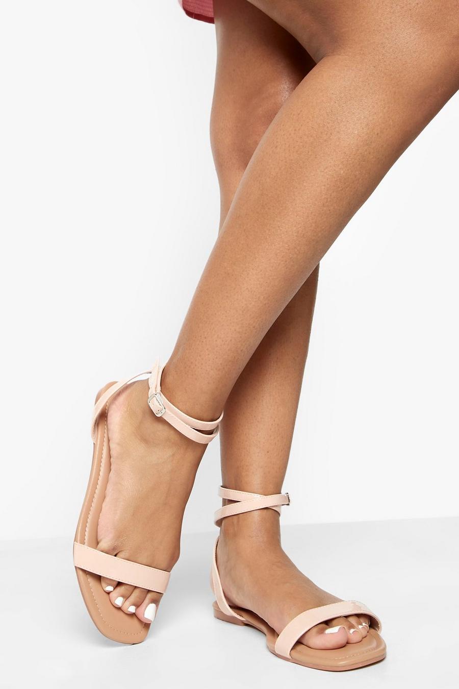 Nude Wide Fit 2 Part Basic Patent Sandal image number 1