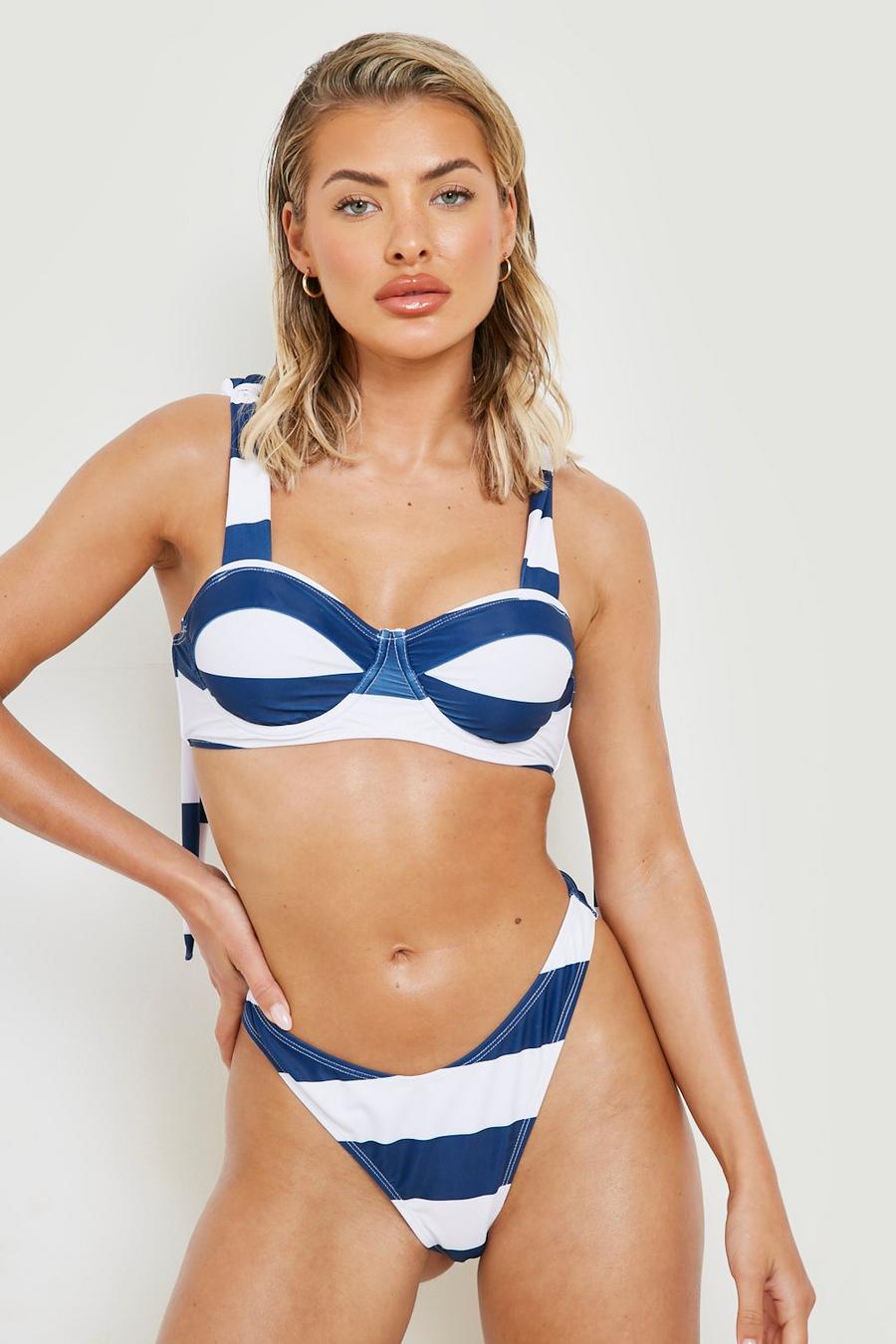 Bikinihose mit nautischem Print, Navy
