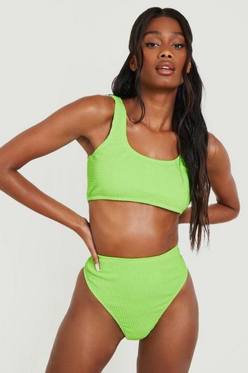 Crinkle High Waisted Bikini Brief lime