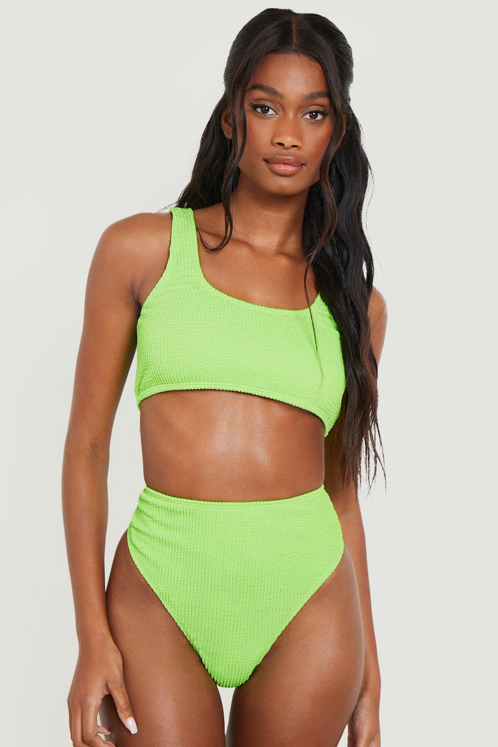 Crinkle High Waisted Bikini Brief boohoo