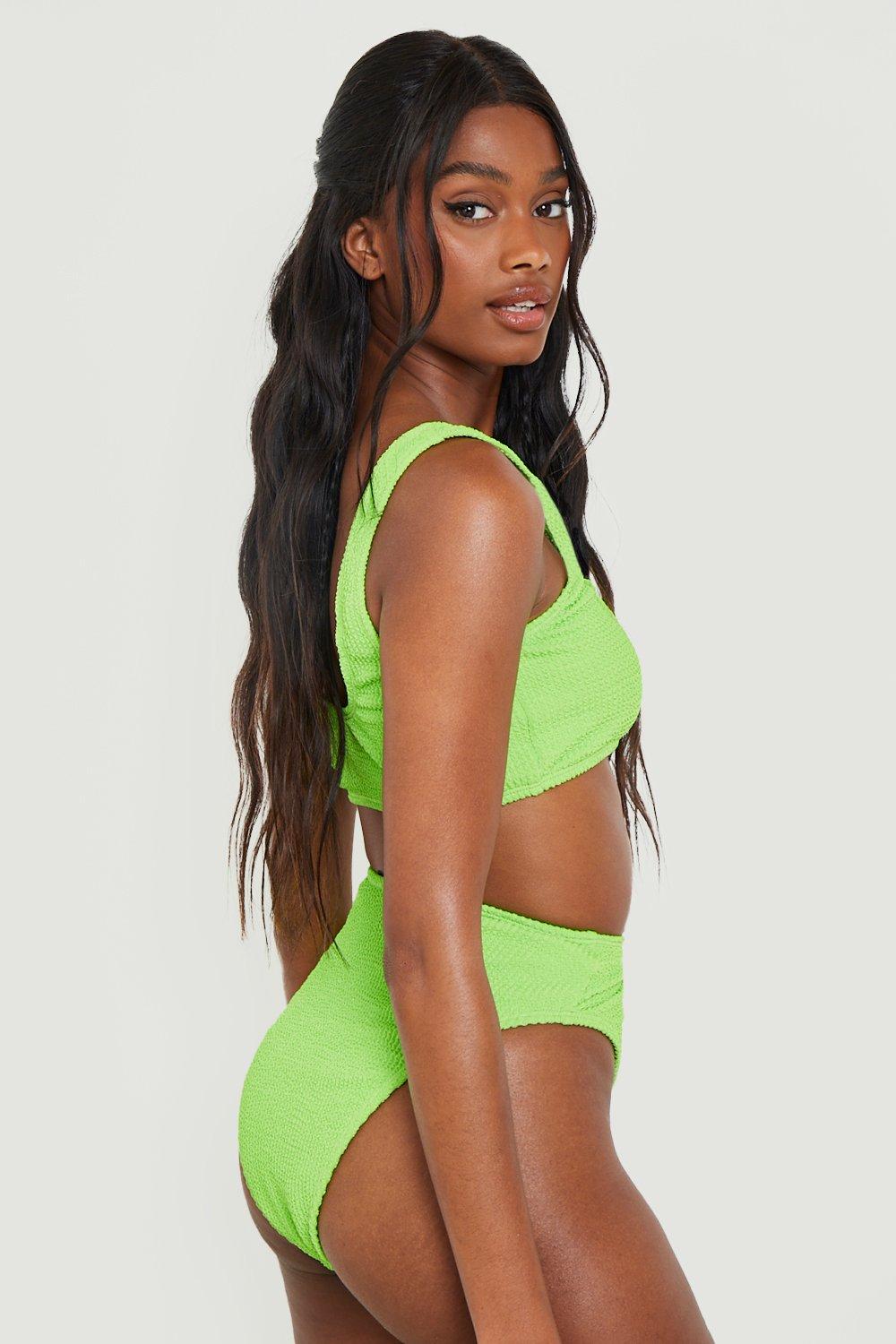 Lime Green Bikini Top - Ruched Bikini Top - Halter Bikini Top - Lulus