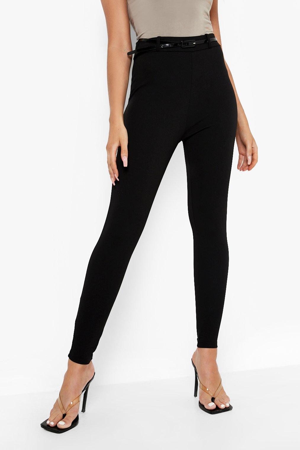 Cotton Jersey Knit High Waisted Split Hem Leggings