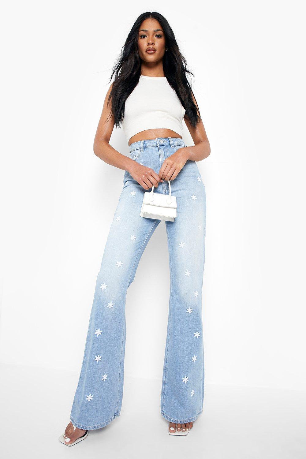 Tall Light Blue Wash Disco Flared Jeans