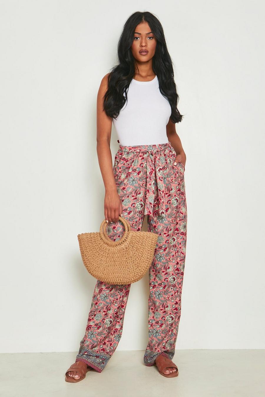 Tall Paisley Belted Wide Leg Pants