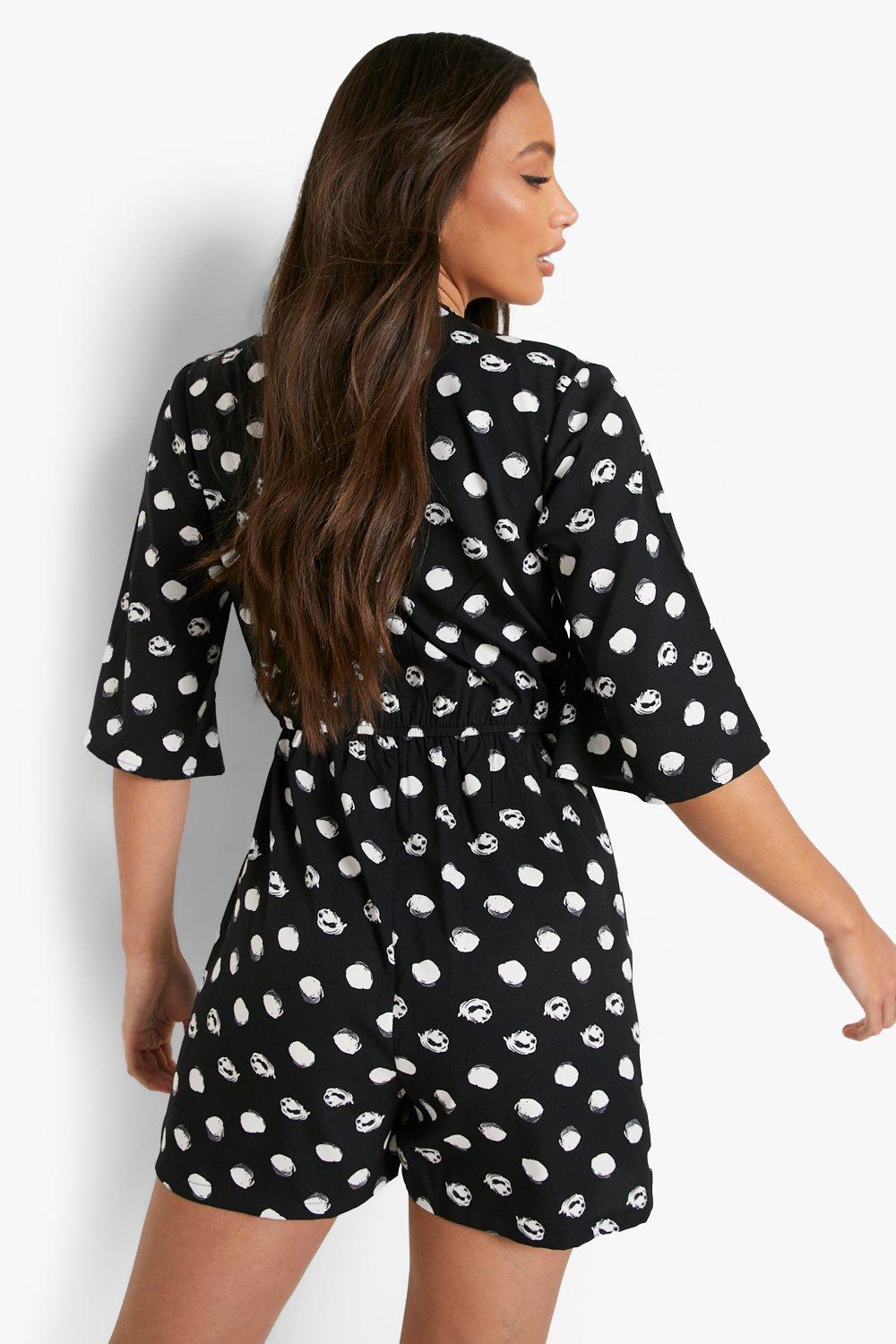 boohoo polka dot playsuit